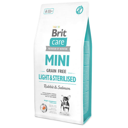 Hrana uscata pentru caini Brit Care Mini Grain Free Light si Sterilised 7 kg